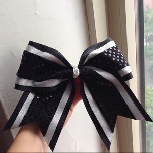 B&W&Silver Cheer Bow